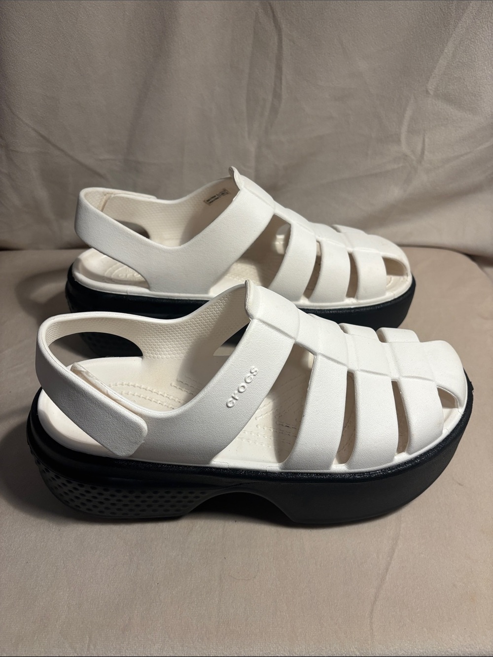 Crocs Stomp White Platform Fisherman Sandal Y2K - Picture 7 of 8